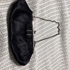 Black satin clutch purse